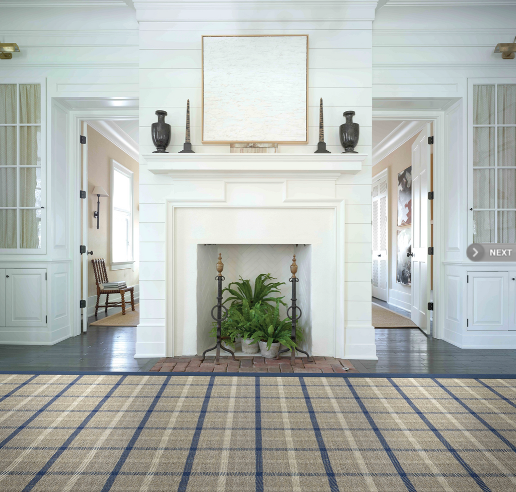 Tattersall Raindrop Modern Area Rug with Ticking Stripe Pattern