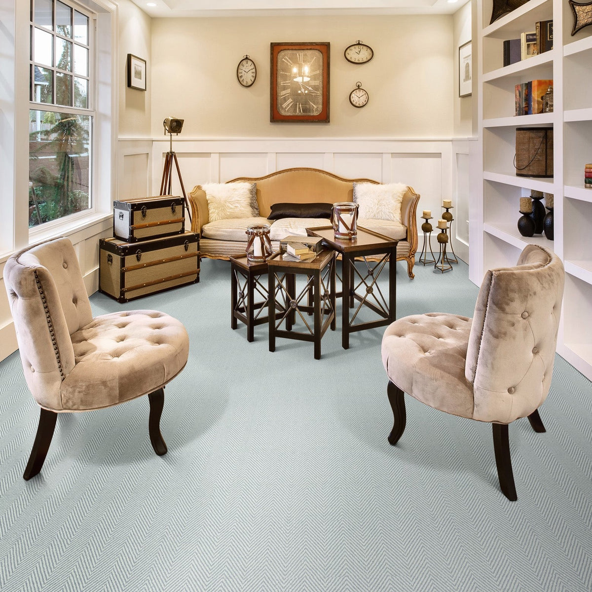 Peter Island Light Blue - Modern Blue and White Rug with Chevron ...
