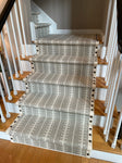 ticking stripe pattern on Hollywood style stair runner